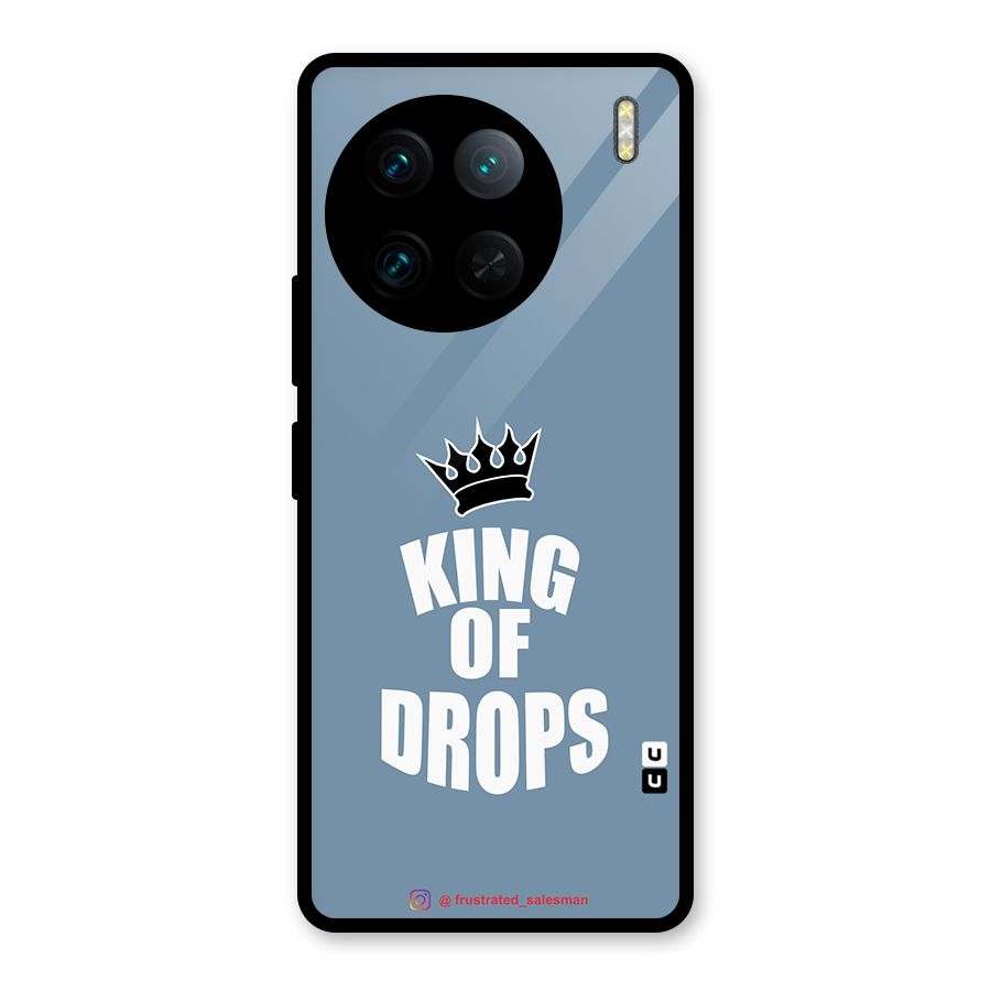 King of Drops Mustard SteelBlue Glass Back Case for Vivo X90 Pro