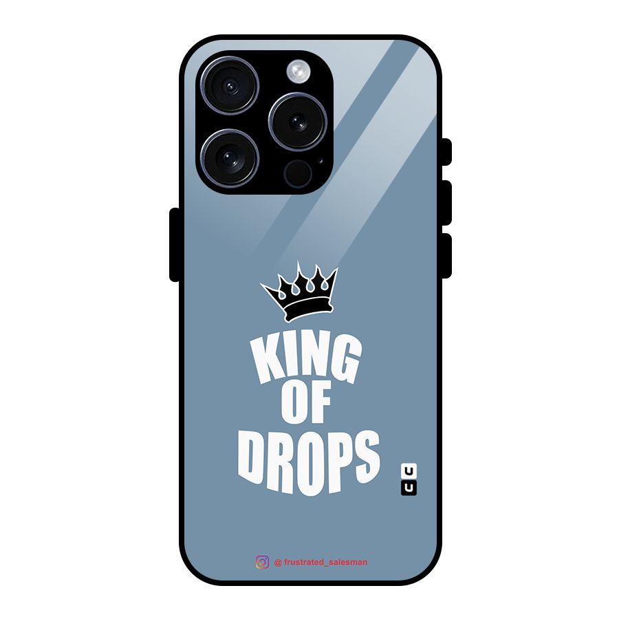 King of Drops Mustard SteelBlue Glass Back Case for iPhone 15 Pro