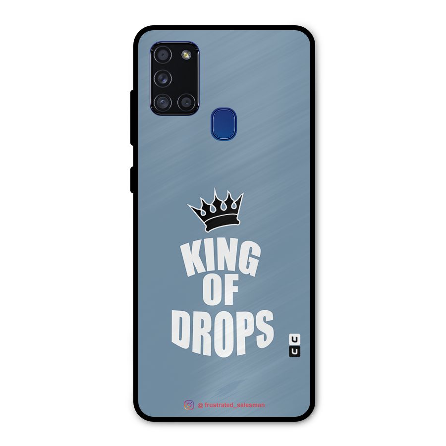 King of Drops Mustard SteelBlue Metal Back Case for Galaxy A21s