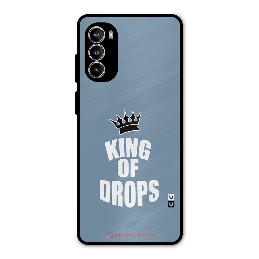 King of Drops Mustard SteelBlue Metal Back Case for Moto G52