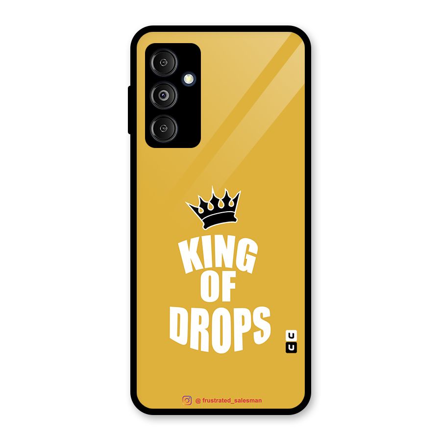 King of Drops Mustard Yellow Glass Back Case for Galaxy M14 5G