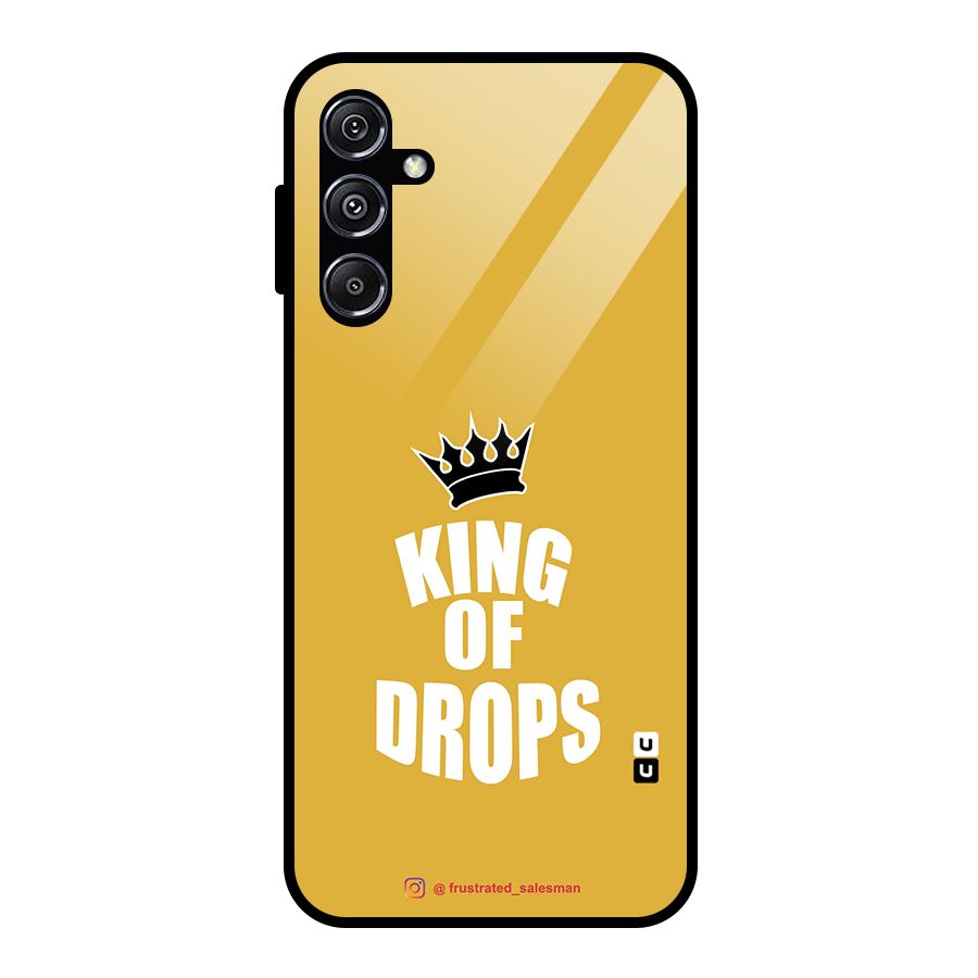 King of Drops Mustard Yellow Glass Back Case for Galaxy M34 5G