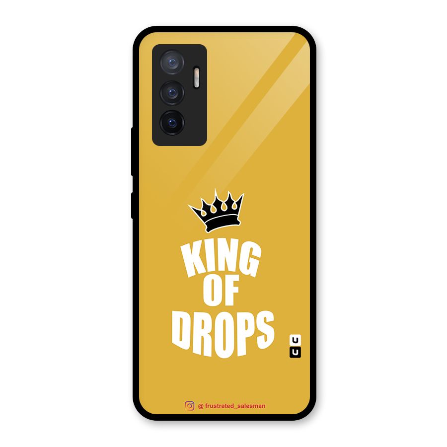 King of Drops Mustard Yellow Glass Back Case for Vivo V23e