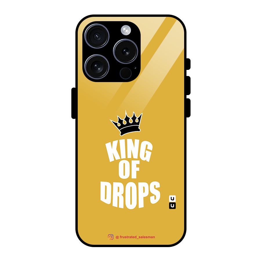 King of Drops Mustard Yellow Glass Back Case for iPhone 15 Pro