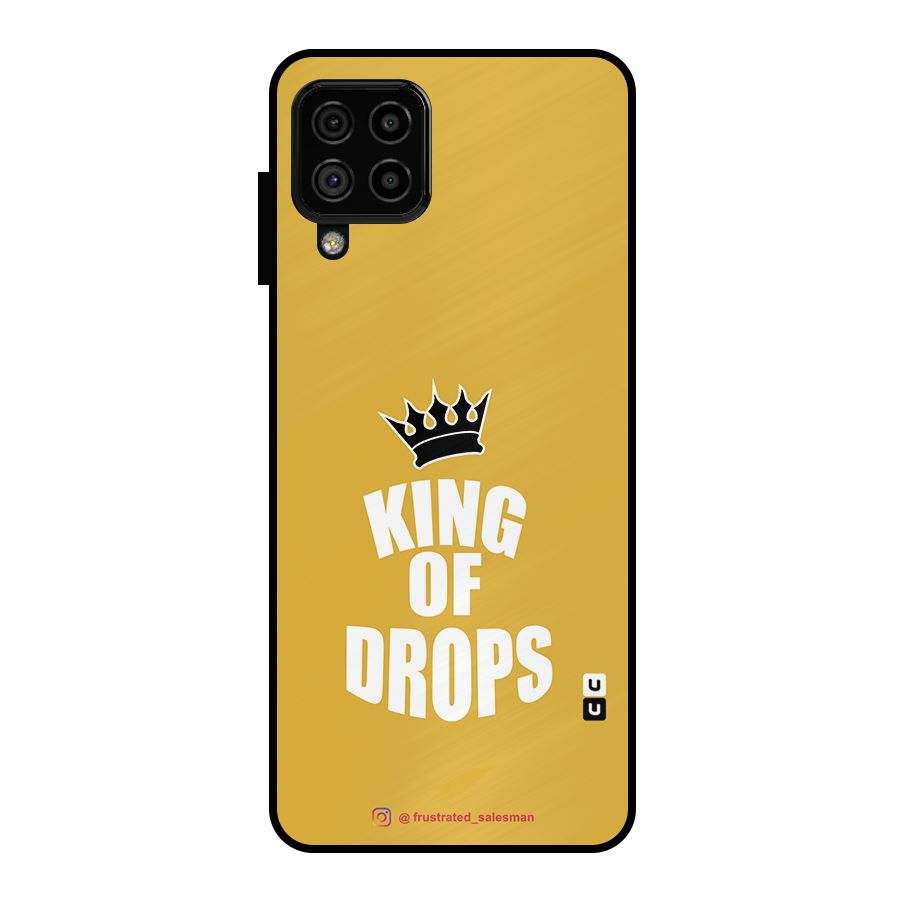 King of Drops Mustard Yellow Metal Back Case for Galaxy A22 4G