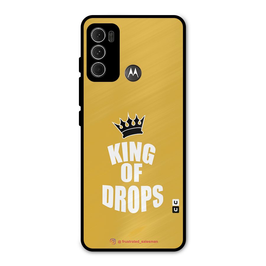 King of Drops Mustard Yellow Metal Back Case for Moto G60