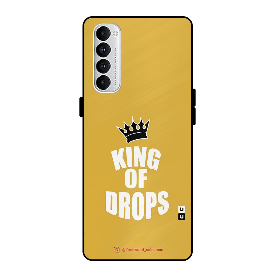 King of Drops Mustard Yellow Metal Back Case for Oppo Reno4 Pro