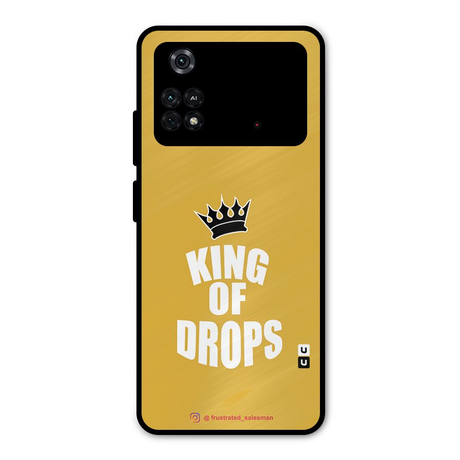 King of Drops Mustard Yellow Metal Back Case for Poco M4 Pro 4G