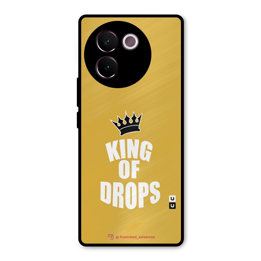 King of Drops Mustard Yellow Metal Back Case for Vivo V30e