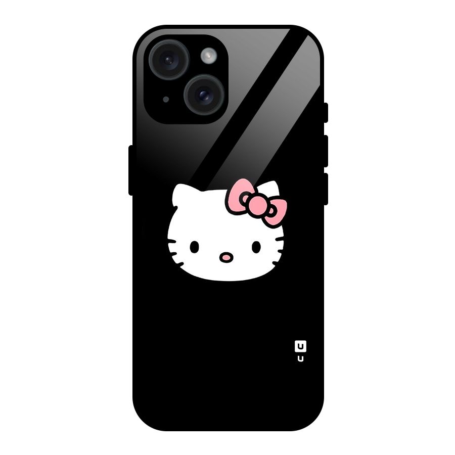 Kitty Cute Glass Back Case for iPhone 15