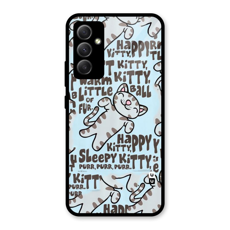 Kitty Pattern Glass Back Case for Galaxy A34