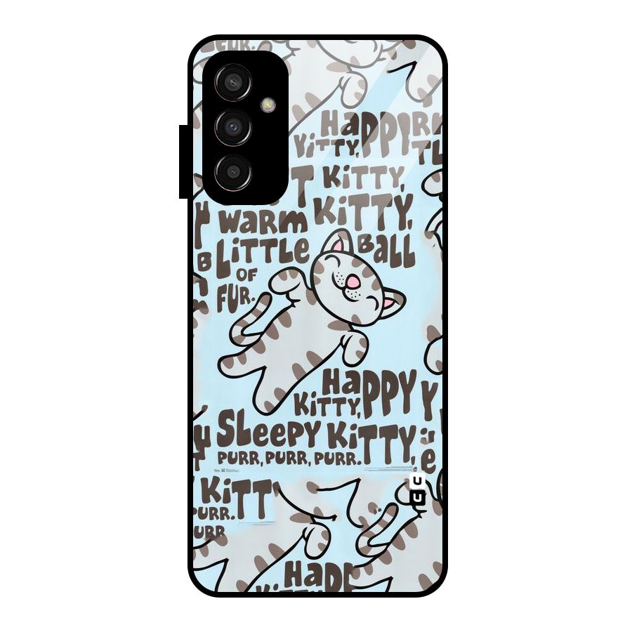 Kitty Pattern Glass Back Case for Galaxy F13