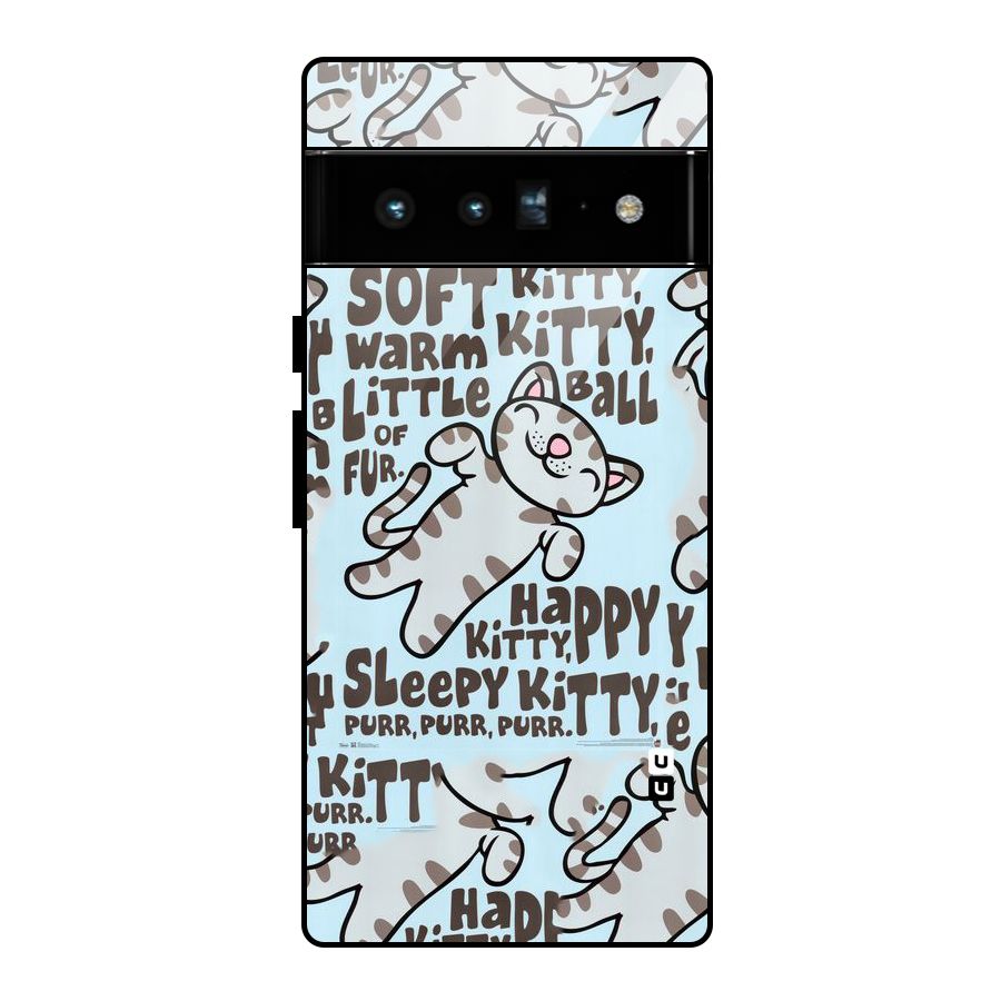 Kitty Pattern Glass Back Case for Google Pixel 6 Pro