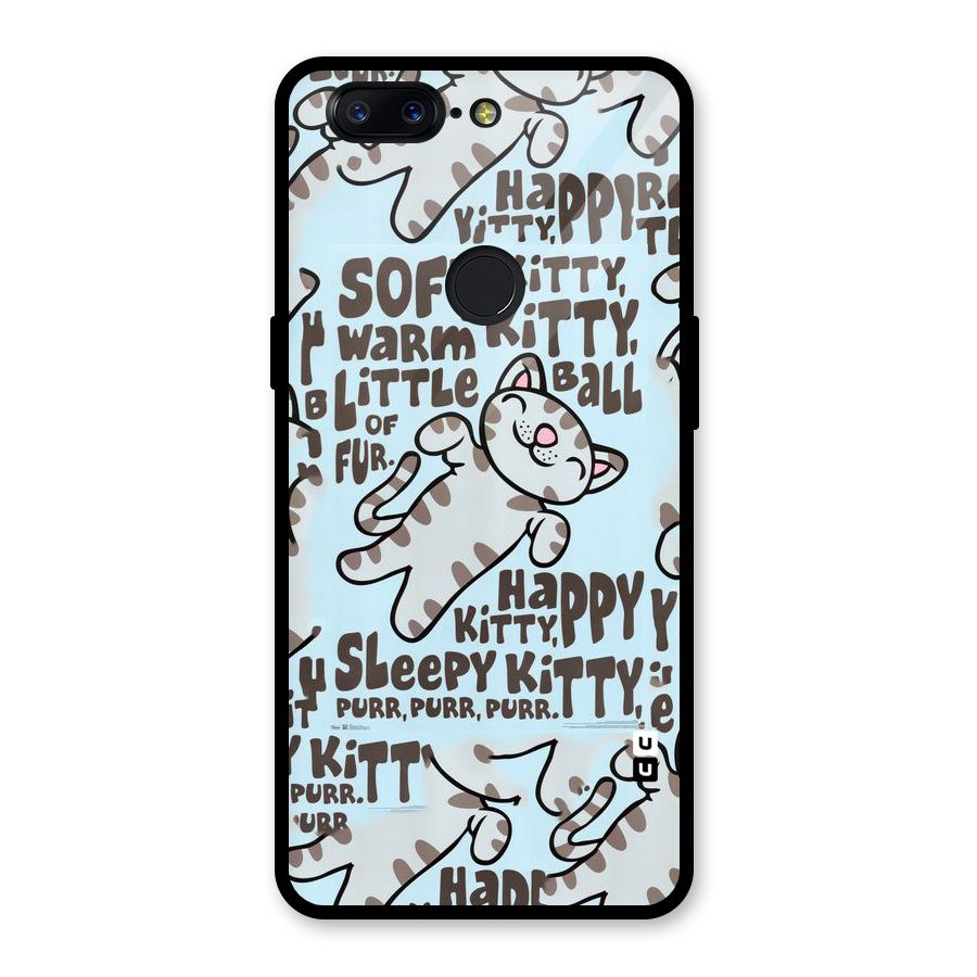 Kitty Pattern Glass Back Case for OnePlus 5T