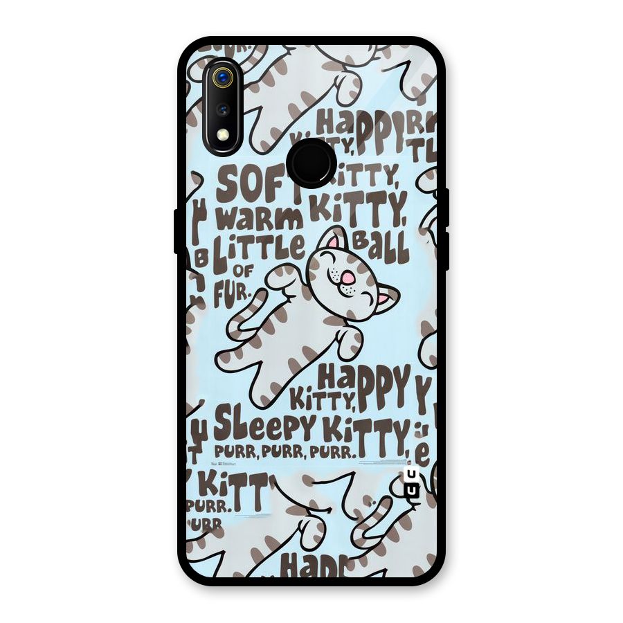 Kitty Pattern Glass Back Case for Realme 3i