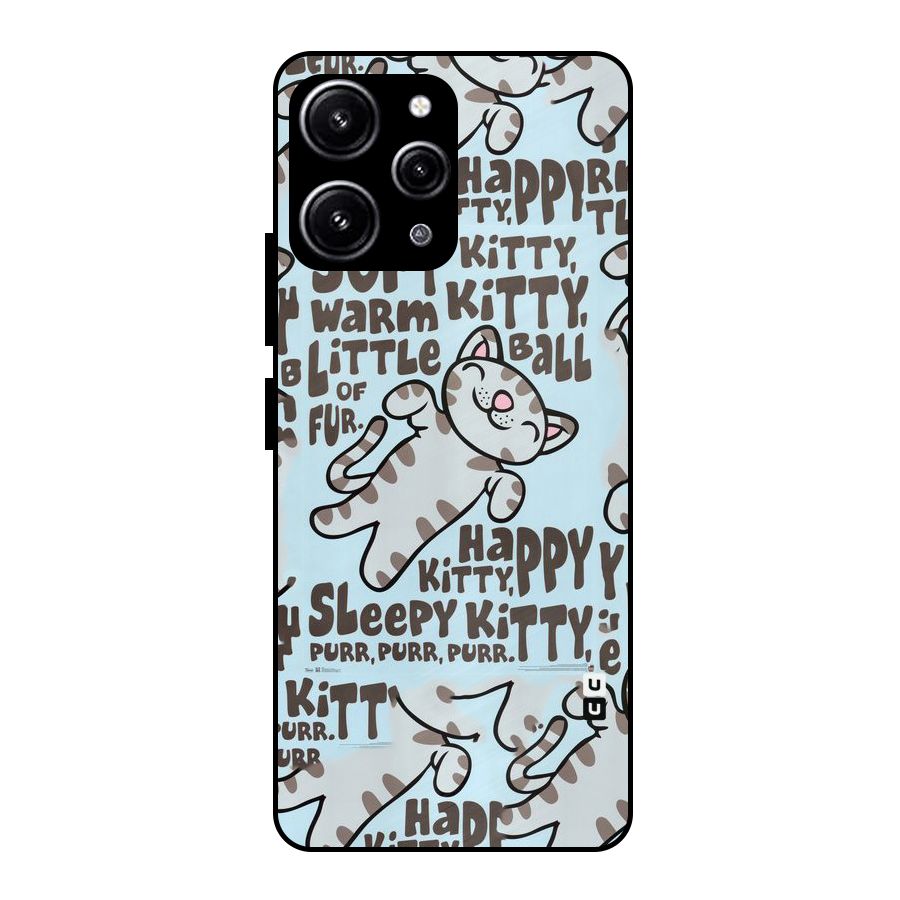 Kitty Pattern Glass Back Case for Redmi 12 4G