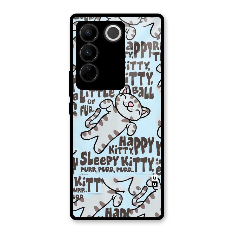 Kitty Pattern Glass Back Case for Vivo V27