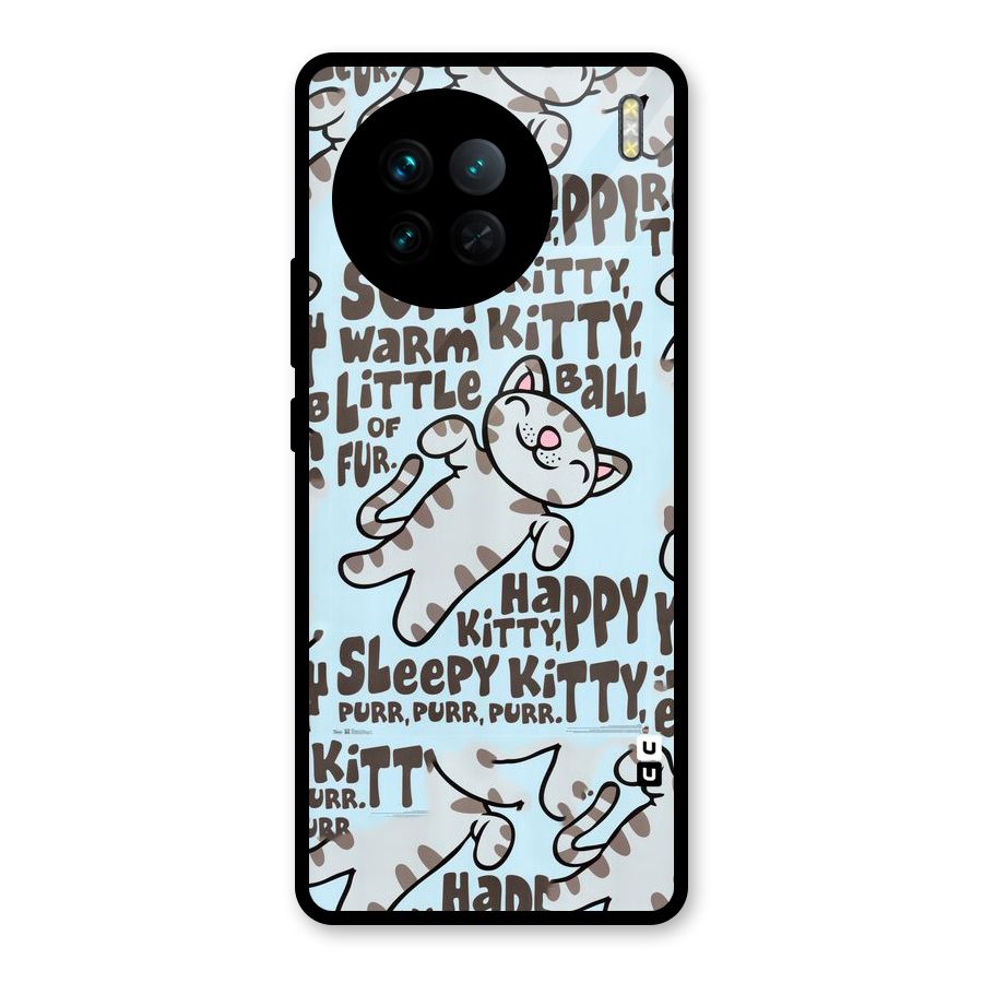 Kitty Pattern Glass Back Case for Vivo X90