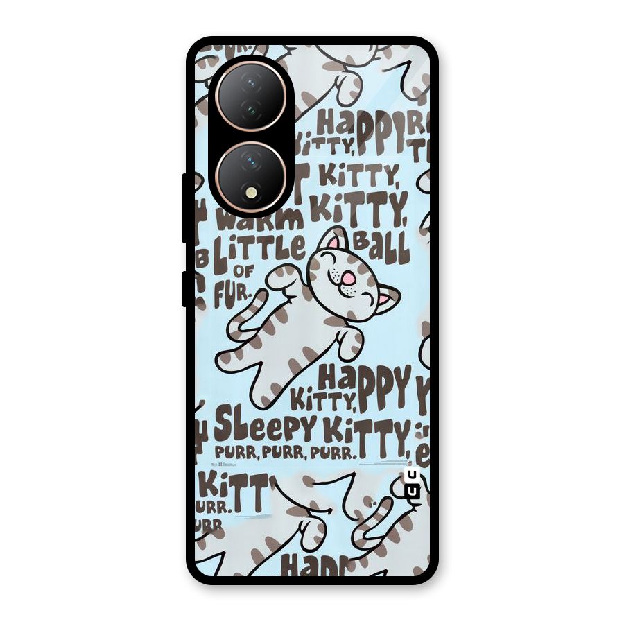 Kitty Pattern Glass Back Case for Vivo Y100A