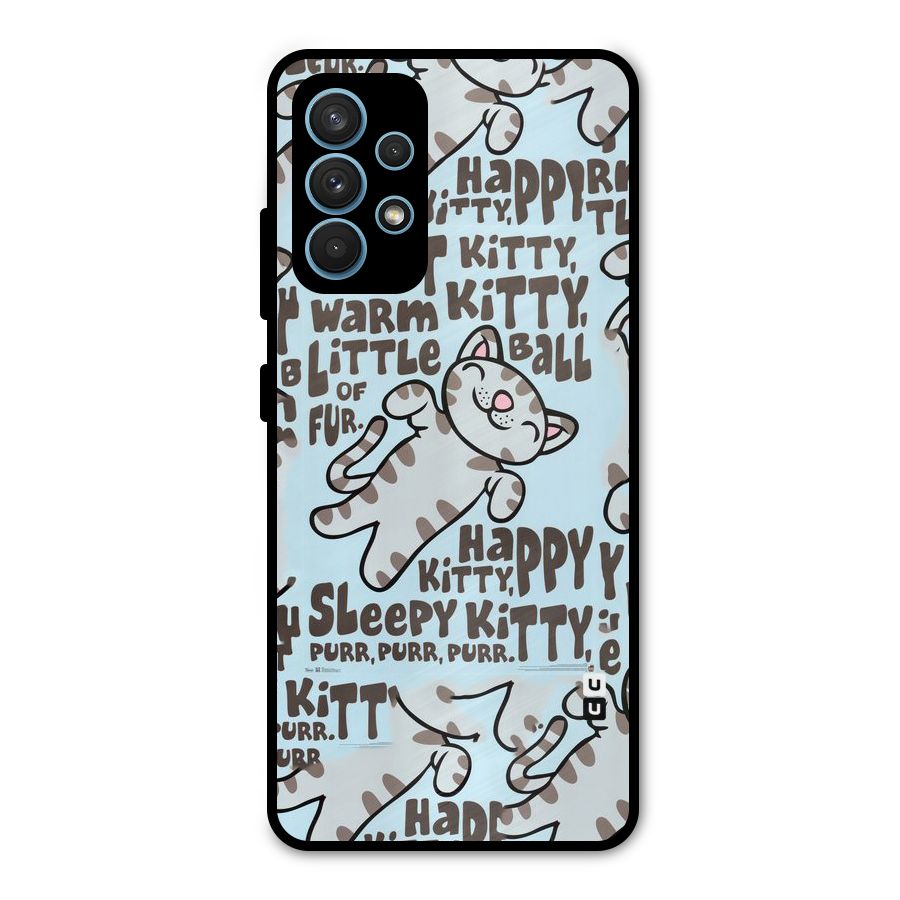 Kitty Pattern Metal Back Case for Galaxy A32