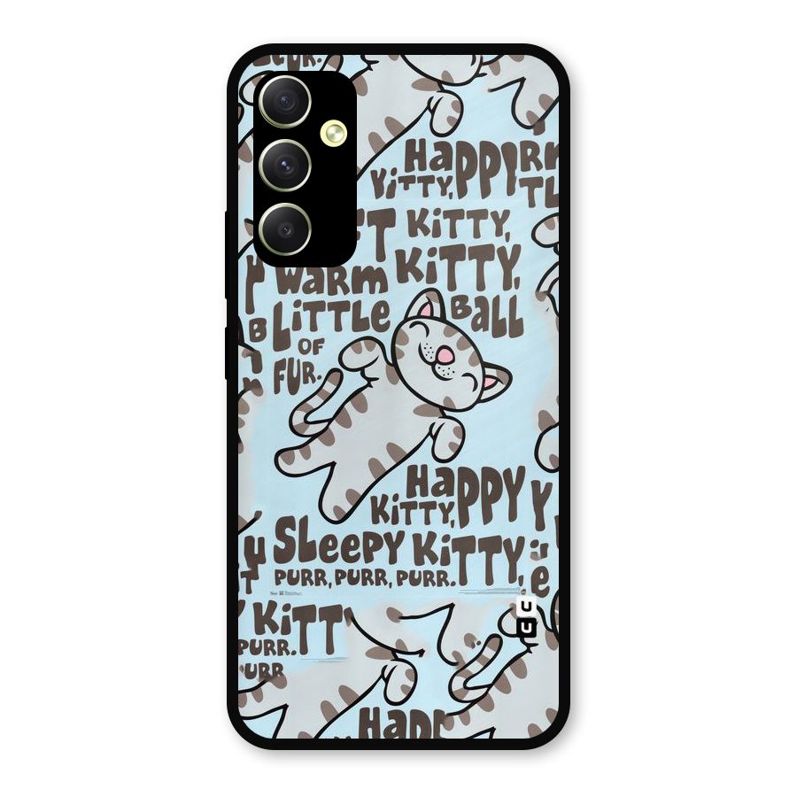 Kitty Pattern Metal Back Case for Galaxy A34