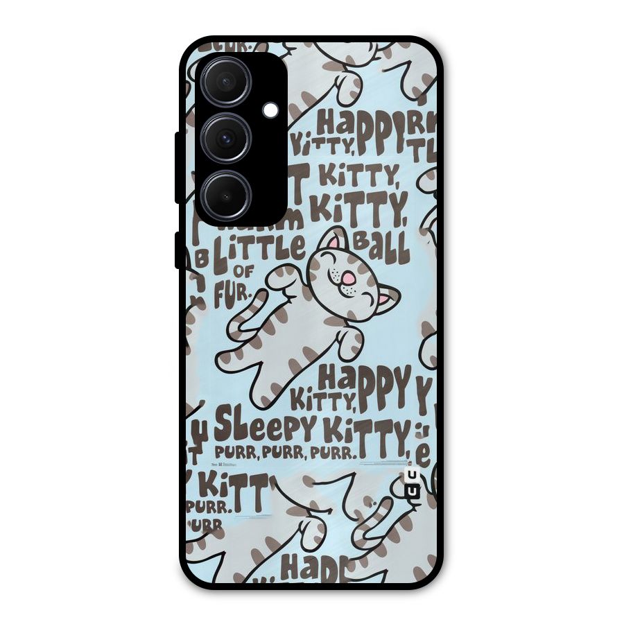 Kitty Pattern Metal Back Case for Galaxy A35