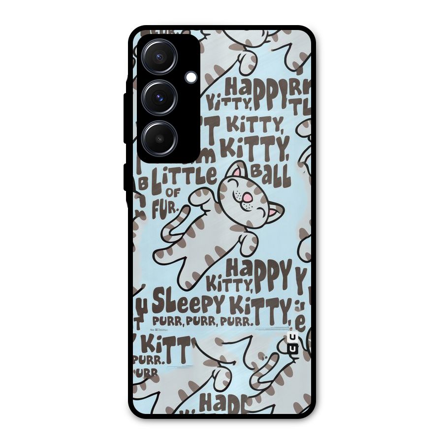 Kitty Pattern Metal Back Case for Galaxy A55