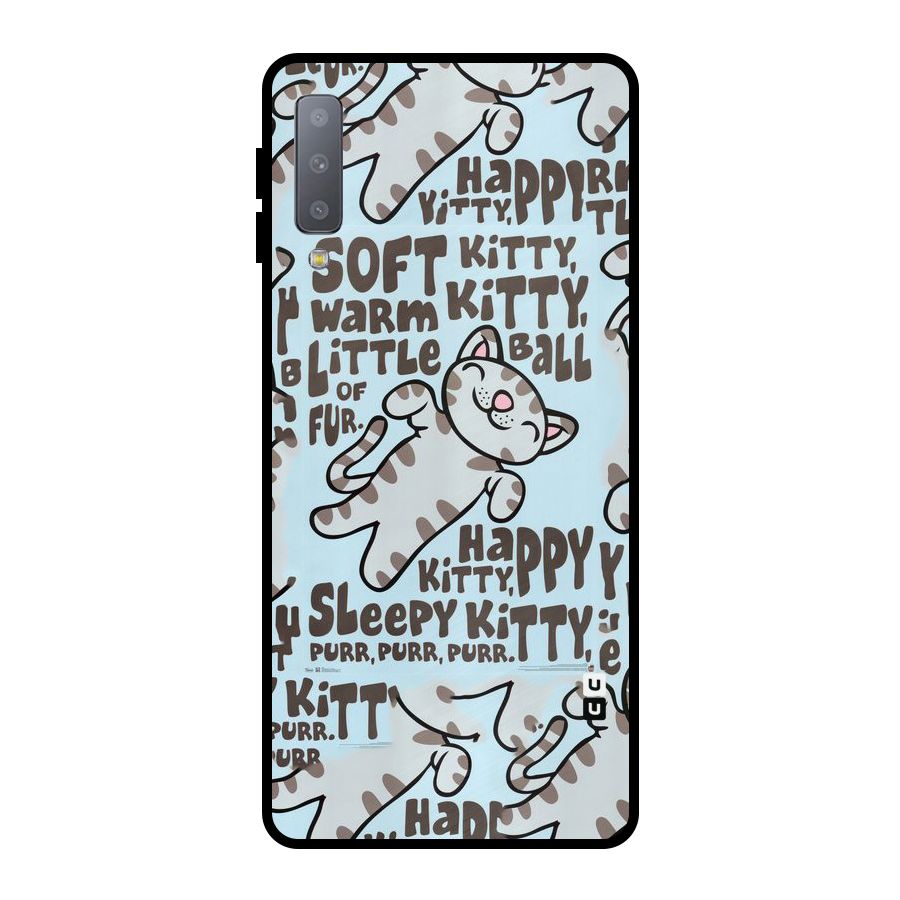 Kitty Pattern Metal Back Case for Galaxy A7 (2018)