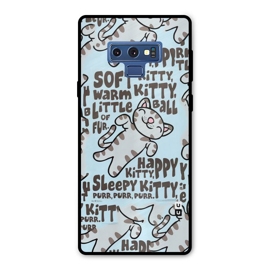Kitty Pattern Metal Back Case for Galaxy Note 9