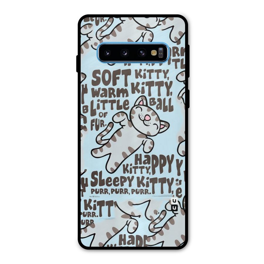 Kitty Pattern Metal Back Case for Galaxy S10