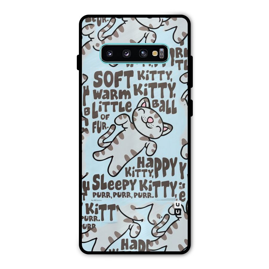 Kitty Pattern Metal Back Case for Galaxy S10 Plus