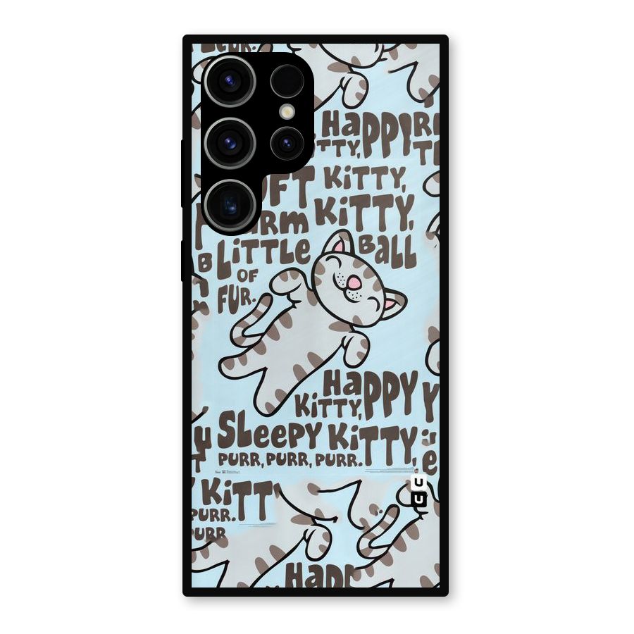 Kitty Pattern Metal Back Case for Galaxy S23 Ultra