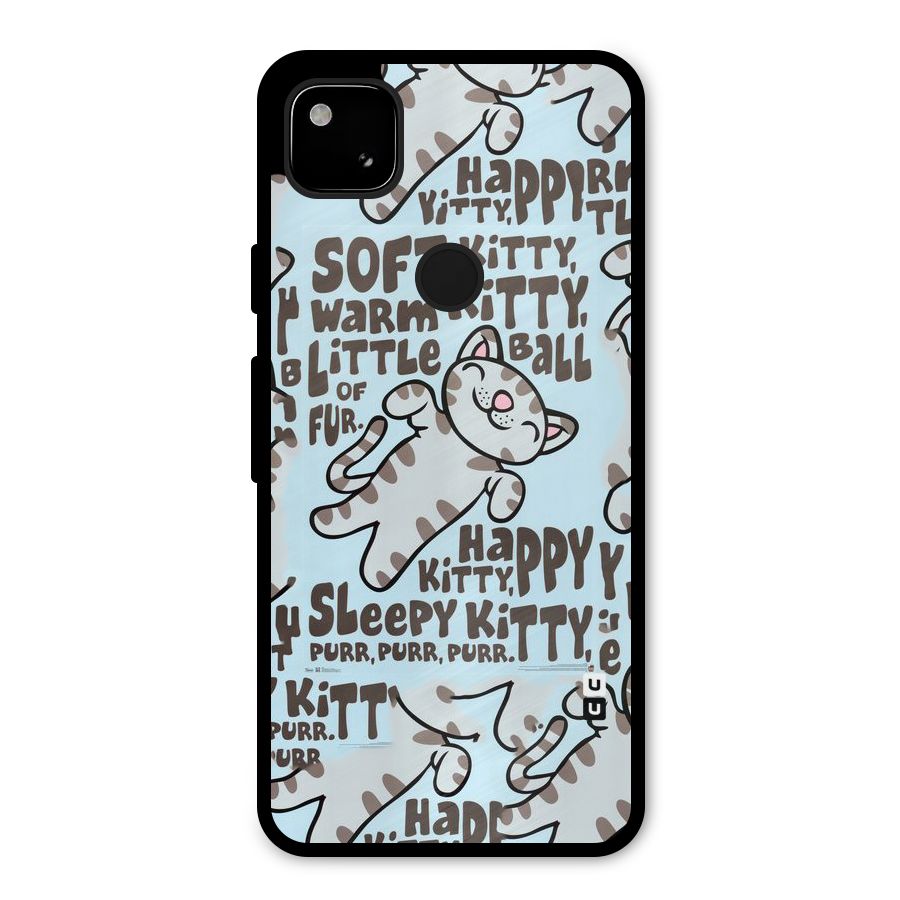 Kitty Pattern Metal Back Case for Google Pixel 4a