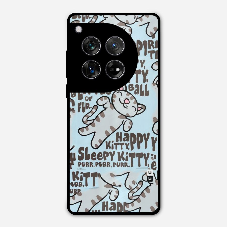 Kitty Pattern Metal Back Case for OnePlus 12