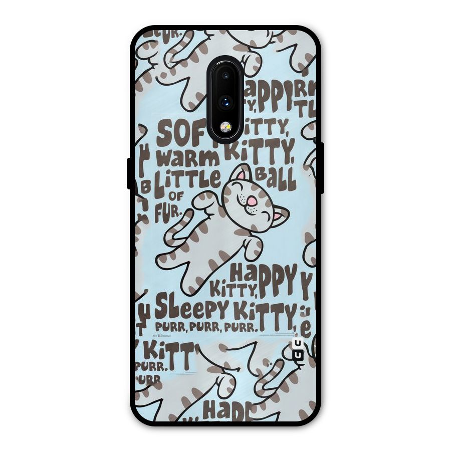 Kitty Pattern Metal Back Case for OnePlus 7