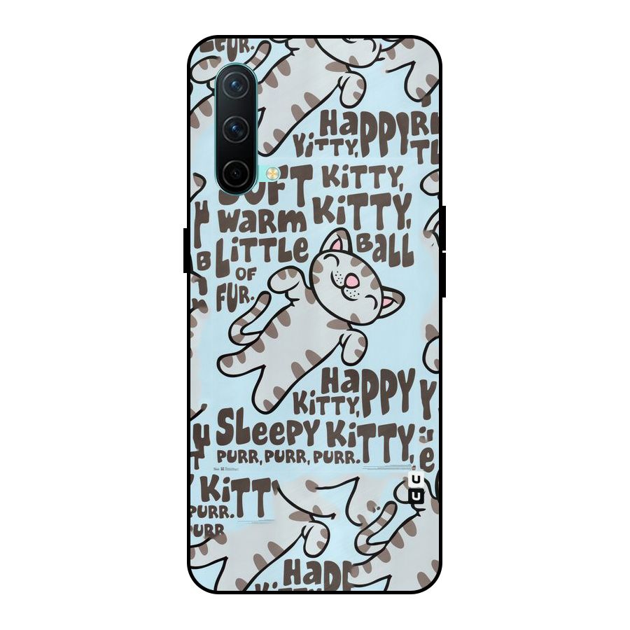 Kitty Pattern Metal Back Case for OnePlus Nord CE 5G