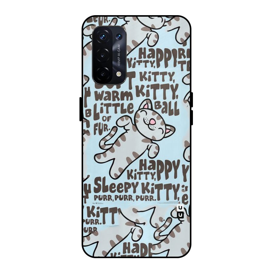 Kitty Pattern Metal Back Case for Oppo A74 5G