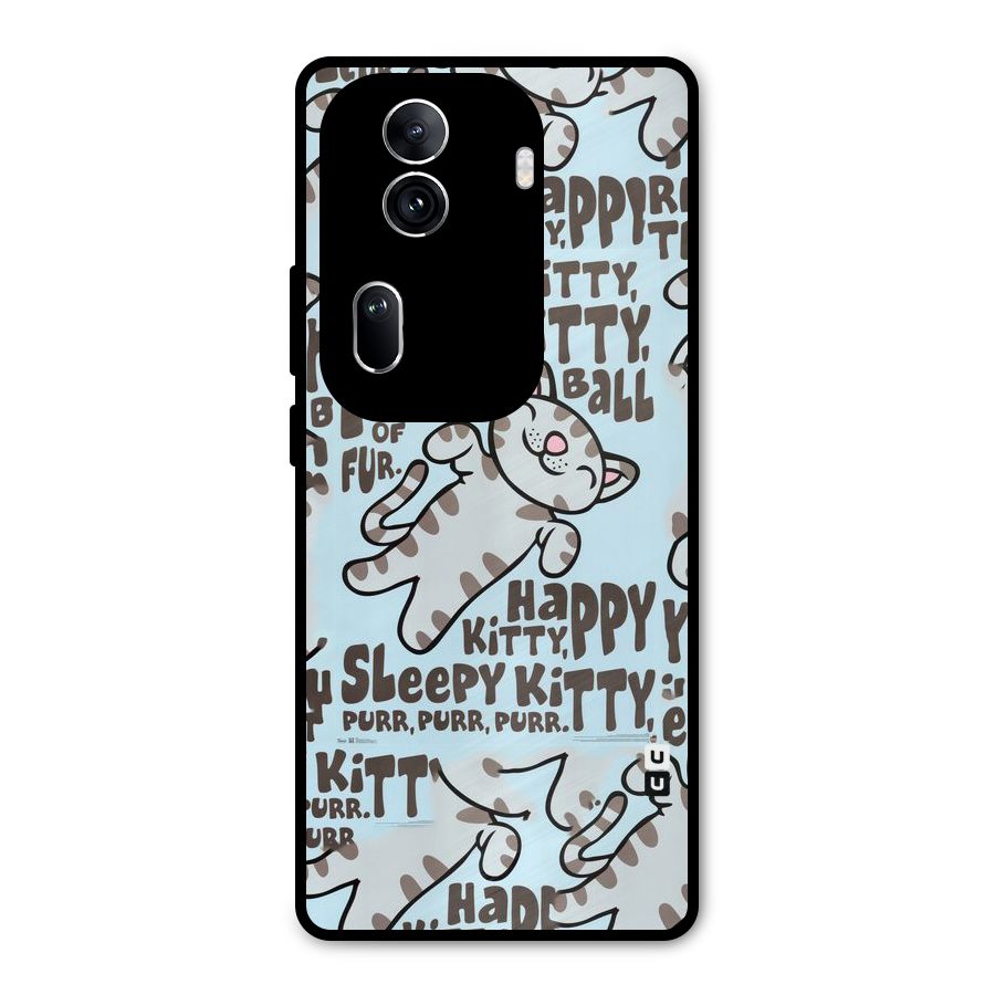 Kitty Pattern Metal Back Case for Oppo Reno11 Pro 5G