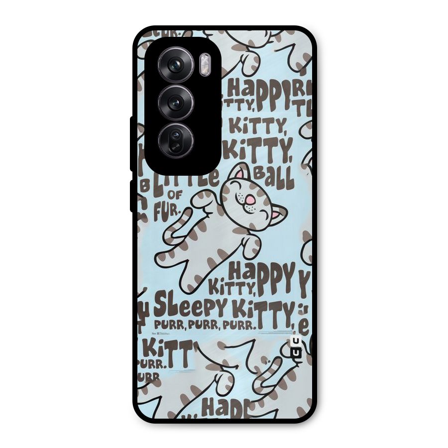 Kitty Pattern Metal Back Case for Oppo Reno12 Pro