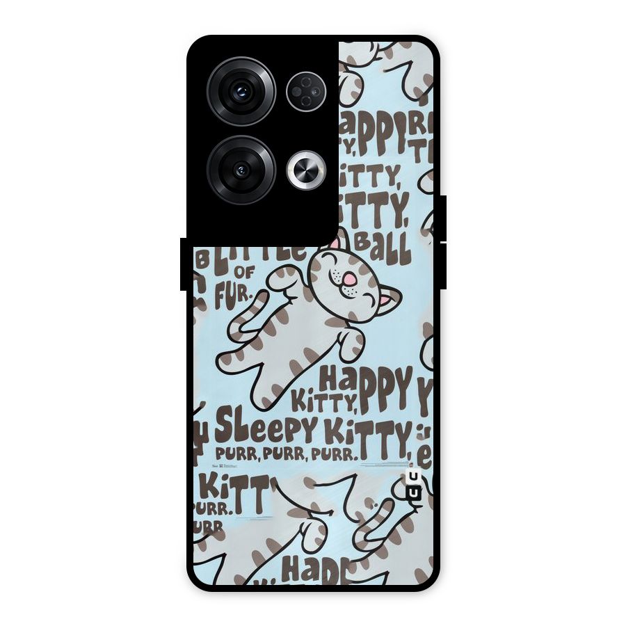 Kitty Pattern Metal Back Case for Oppo Reno8 Pro 5G