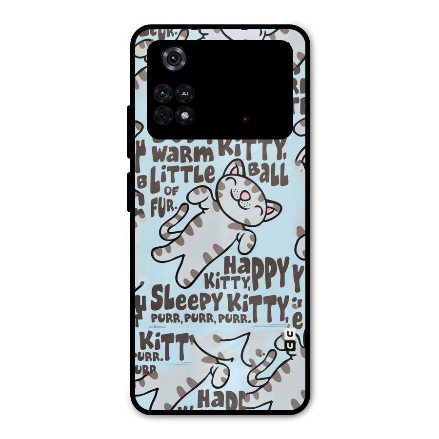 Kitty Pattern Metal Back Case for Poco M4 Pro 4G