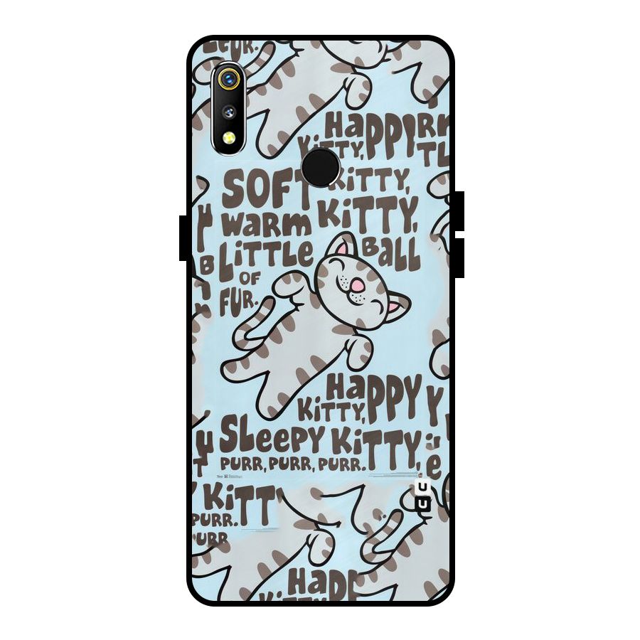 Kitty Pattern Metal Back Case for Realme 3i
