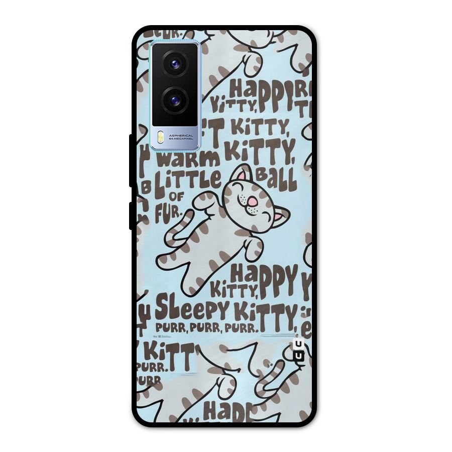 Kitty Pattern Metal Back Case for Vivo V21e 5G