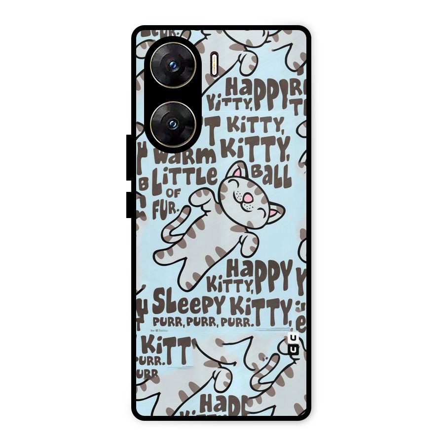 Kitty Pattern Metal Back Case for Vivo V29e