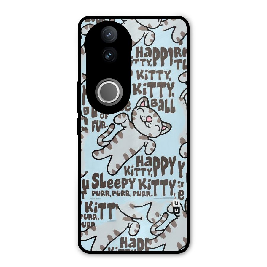 Kitty Pattern Metal Back Case for Vivo V50