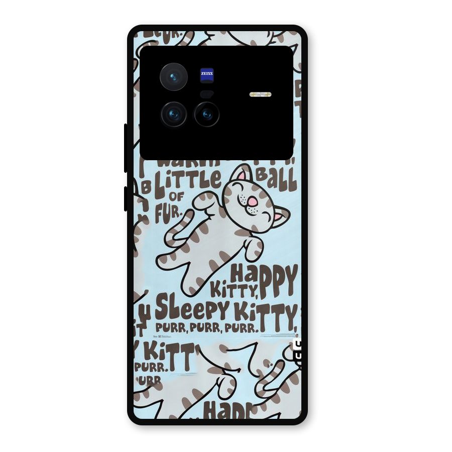 Kitty Pattern Metal Back Case for Vivo X80