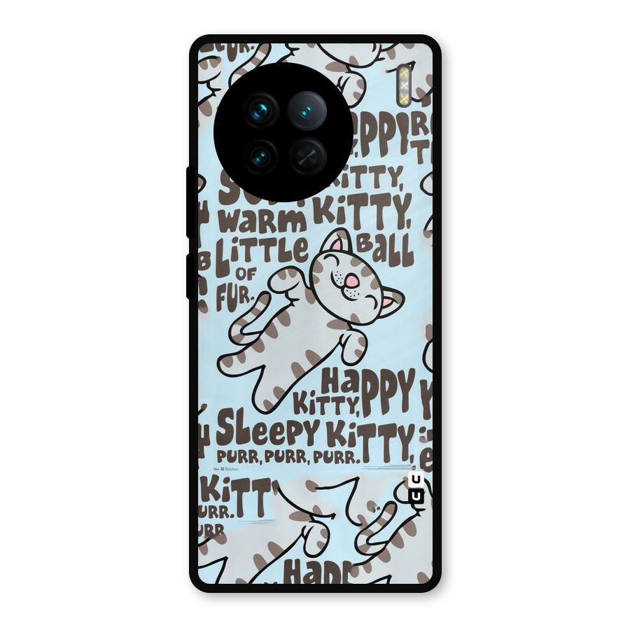 Kitty Pattern Metal Back Case for Vivo X90