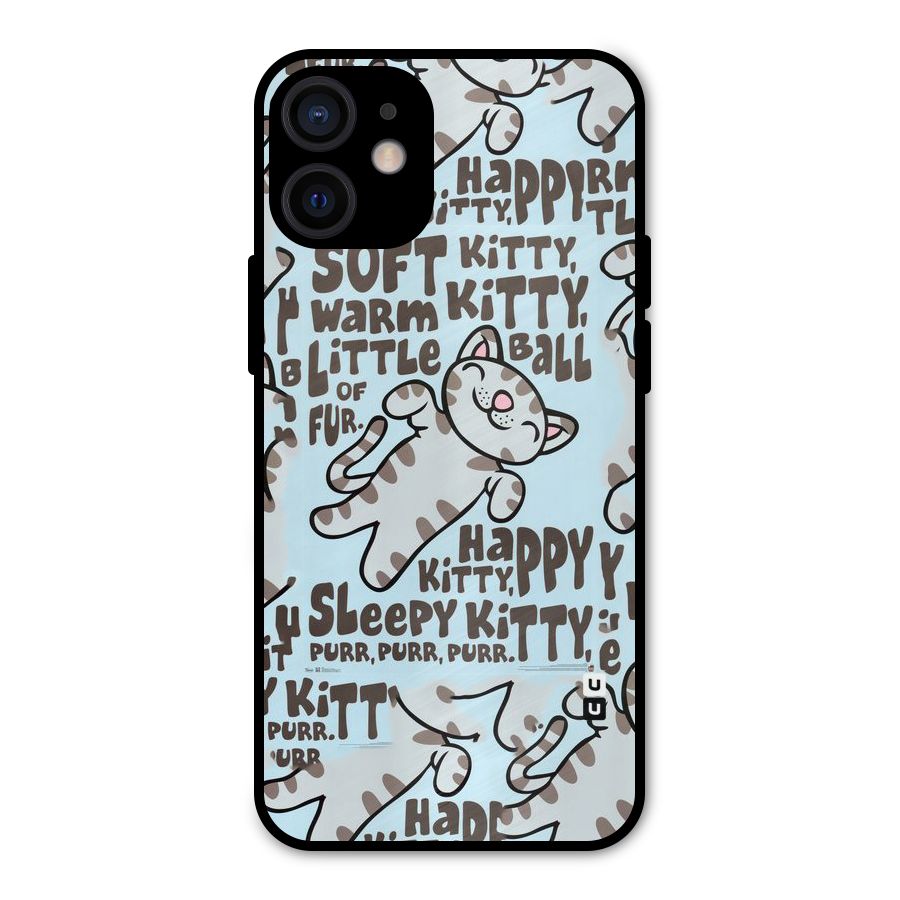 Kitty Pattern Metal Back Case for iPhone 12 Mini
