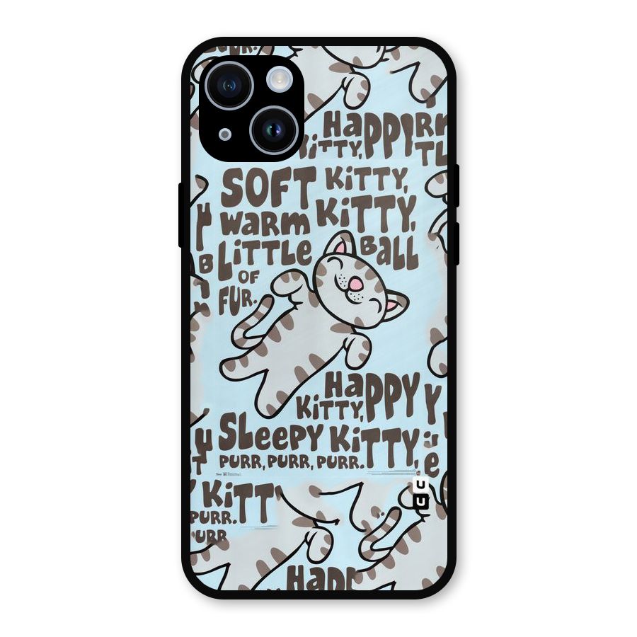 Kitty Pattern Metal Back Case for iPhone 14