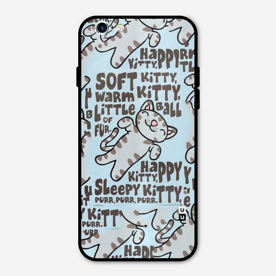 Kitty Pattern Metal Back Case for iPhone 6 6s